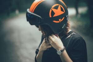 Woman Wearing Motorcycle Helmet Oregon Helmet Law